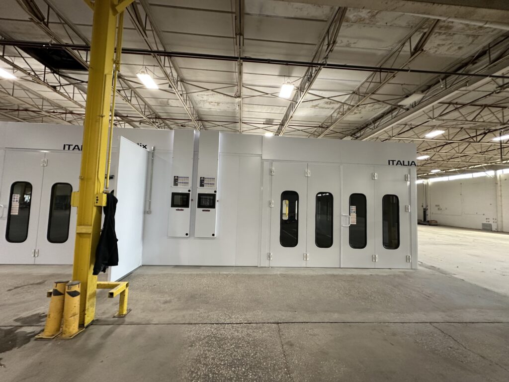 Paint booth with touch screen controls