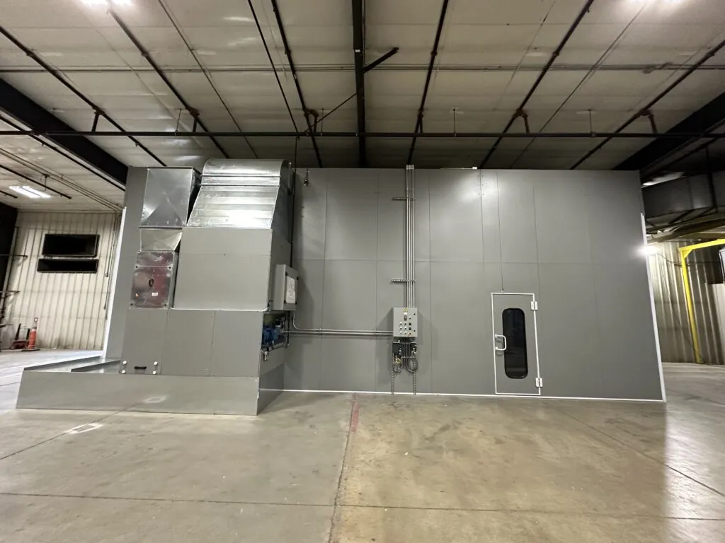 Completed assembly of 18 foot tall automotive paint oven