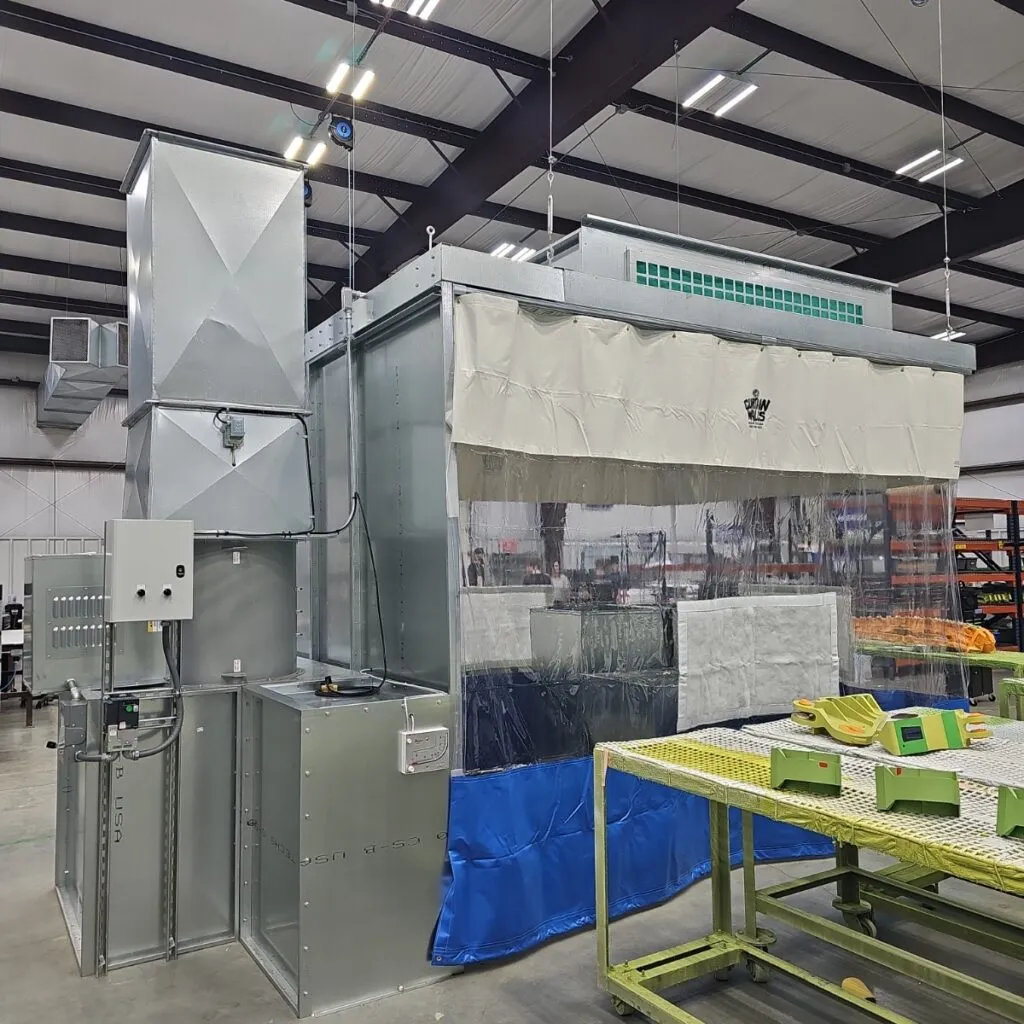 Completed assembly of single skin automotive prep station