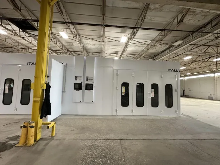 Paint booth with touch screen controls