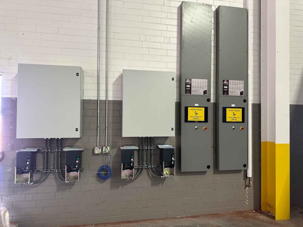 Electrical and control panels for draft booth
